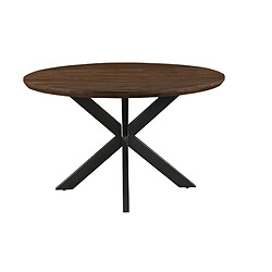 Moloo MACY-Table à manger Ronde 4 personnes, D.130 cm, Manguier Noyer