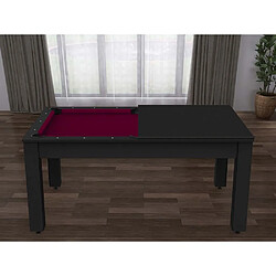 De Faugeres Billard convertible table 6 personnes Texas noir grainé et prune (tapis)