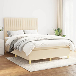 Maison Chic Lit Adulte - Lit simple Lit à sommier tapissier avec matelas moelleux - Meuble de Chambre - Crème 140x200 cm Tissu -MN36412