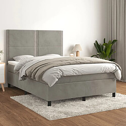 vidaXL Sommier à lattes de lit et matelas Gris clair 140x200cm Velours