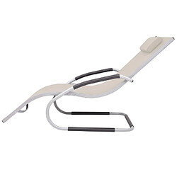 Avis Maison Chic Chaise longue avec oreiller | Bain de soleil Relax | Transat Aluminium et textilène Crème -GKD99093