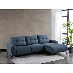 Vente-Unique Canapé d'angle droit relax électrique en tissu bleu NERUDA