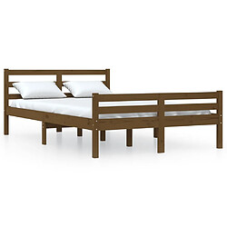 vidaXL Cadre de lit sans matelas marron miel bois massif 140x190 cm