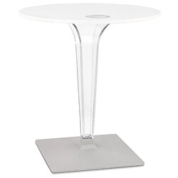 Alterego Table de terrasse ronde 'LIMPID' blanche intérieur/extérieur - Ø 68 cm LIMPID