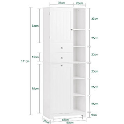 SoBuy BZR107-W Meuble de Rangement Salle de Bain, Meuble Demi-Colonne, Meuble Bas, Armoire Toilettes WC, Placard