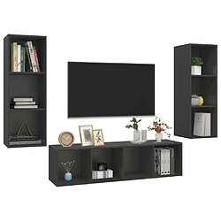 Avis Maison Chic Ensemble de meubles TV 3 pcs pour salon - Gris Aggloméré -MN39517