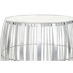 Pegane Table d'appoint ronde en marbre et fer coloris blanc argenté - diamètre 46 x hauteur 41 cm