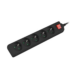 Avis Power strip 3m, black, 5 sockets, with switch, cle made of solid copper