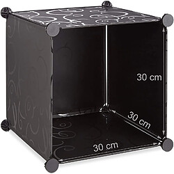 Helloshop26 Étagère rangement 16 casiers portes modulable assemblage plug in bibliothèque plastique 127 cm noir 13_0001185_2