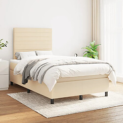 Avis Maison Chic Lit adulte- Lit + matelas,Sommier à lattes de lit avec matelas crème 120x190 cm tissu -GKD36035