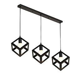 Stoex Lustre Creative Cube Plafonnier Antique Noire 3 Lumières Suspension Luminaire Rétro en Métal, Pour Bureau, Chambre À Coucher, Cuisine, Bar, E27