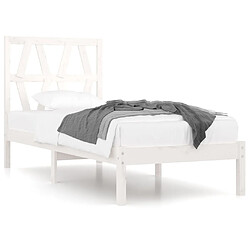 Maison Chic Lit adulte - Lit simple Cadre de lit,Structure du lit Contemporain Blanc Bois de pin massif 90x200 cm -MN73092