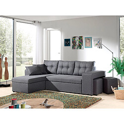 Bestmobilier California - Canapé d'angle réversible et convertible avec coffre de rangement - Gris