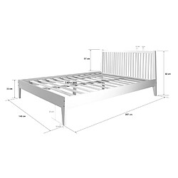 Avis Homestyle4U Lit double en bois massif 140x200cm blanc pin lit futon a lattes cadre de lit