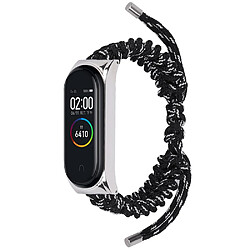 Bracelet en nylon corde tressée, réglable, noir/blanc pour votre Xiaomi Mi Band 5/6