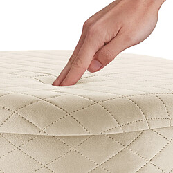 Tectake Pouf coffre de rangement aspect velours COCO matelassé - crème pas cher