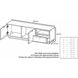 Acheter Mpc Meuble TV 153 Cm Laqué Blanc Avec Insertion Mûre + LED