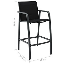 vidaXL Chaises de bar de jardin lot de 2 Noir Textilène pas cher