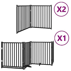 vidaXL Barrière pour chien porte pliable 8 panneaux noir bois peuplier