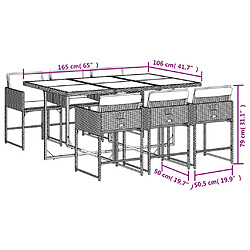 vidaXL Ensemble à manger de jardin coussins 7 pcs mélange beige rotin pas cher