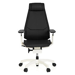 Chaise de bureau / Chaise pivotante GENIDIA PRO WHITE cuir noir hjh OFFICE