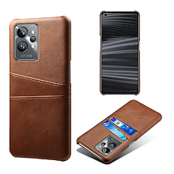 Coque en TPU + PU anti-griffes, anti-choc avec porte-cartes, marron pour votre Realme GT2 Pro