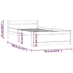 vidaXL Cadre de lit sans matelas marron miel bois massif 90x190 cm pas cher