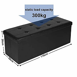 SONGMICS 110 x 38 x 38 cm grand Pouf Coffre de Rangement Pliable chargement max. de 300 kg noir LSF701 pas cher