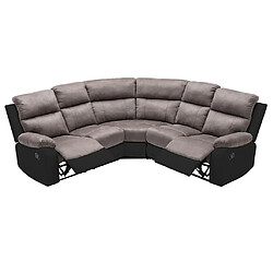 Acheter Vente-Unique Canapé d'angle relax gris et noir en microfibre et simili TOLZANO