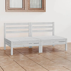 Maison Chic Canapé à 2 places de jardin | Canapé d'extérieur | Fauteuil,Banquette Jardin Blanc Bois de pin solide -MN45031