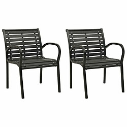 Maison Chic Lot de 2 Chaises de jardin,Fauteuil d'extérieur Acier et WPC Noir -MN85123