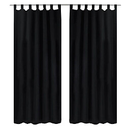 vidaXL 2 pcs Rideau à Passant Micro Satin Noir 140 x 225 cm