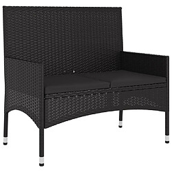 Maison Chic Banc de jardin à 2 places | Banquette de jardin | Chaise Relax avec Coussins Noir Résine Tressée -MN72758