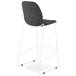 Acheter Alterego Tabouret de bar empilable 'FAKIR' en tissu gris foncé et pied en métal blanc