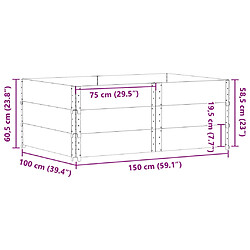 vidaXL Jardinière marron 150x100 cm bois massif de pin pas cher