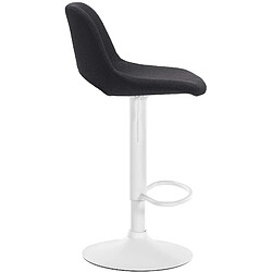 Decoshop26 Tabouret de bar chaise haute x1 avec repose-pieds en tissu noir piètement métallique blanc 10_0004619