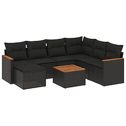 Maison Chic Salon de jardin 8 pcs avec coussins | Ensemble de Table et chaises | Mobilier d'Extérieur noir résine tressée -GKD55880