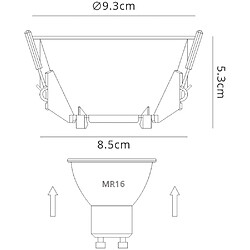 Inspired Projecteur encastré rond à découpage central en entonnoir, 1 x GU10 (12 W max.), Blanc