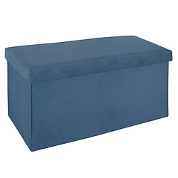 Atmosphera, Createur D'Interieur Banquette coffre pliable velours Tess - L. 76 x H. 38 cm - Bleu foncé