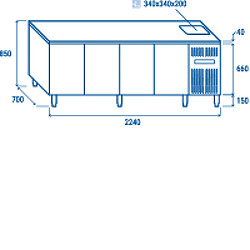 COOLHEAD Table Réfrigérée Positive 4 Portes avec Plonge - Profondeur 700 - Cool Head pas cher