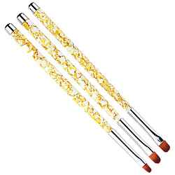 3X Pointe Pointue Ronde Brosse à Ongles Peinture Brosse Stylo Manucure Nail Art Jaune