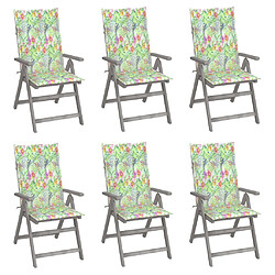 vidaXL Chaises inclinables de jardin lot de 6 et coussins Bois acacia