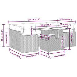 vidaXL Salon de jardin avec coussins 7 pcs beige résine tressée pas cher