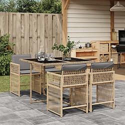 vidaXL Ensemble à manger de jardin coussins 5 pcs mélange beige rotin