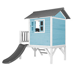 Avis AXI Maison Enfant Beach Lodge XL en Bleu avec Toboggan en Gris | Maison de Jeux en Bois FFC pour Les Enfants | Maisonnette / Cabane de Jeu pour Le Jardin