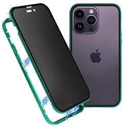 Coque en cadre métallique antichoc, cadre anti-bruit, double face avec fermeture magnétique pour votre iPhone 14 Pro Max - vert