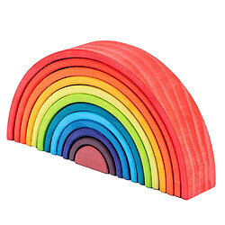 12x En Bois Arc-en-ciel Blocs Arc Empilage Emboîtement Enfants Main-oeil Puzzle Jouet C