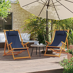 Maison Chic Lot de 2 Chaises de plage pliables | Chaises Relax d'extérieur bleu tissu -GKD74890