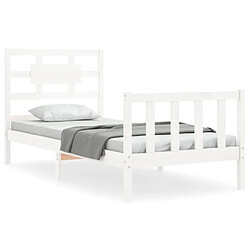 Maison Chic Lit adulte - Cadre Structure de lit avec tête de lit Contemporain blanc 90x200 cm bois massif -MN75679