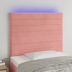 vidaXL Tête de lit à LED Rose 80x5x118/128 cm Velours